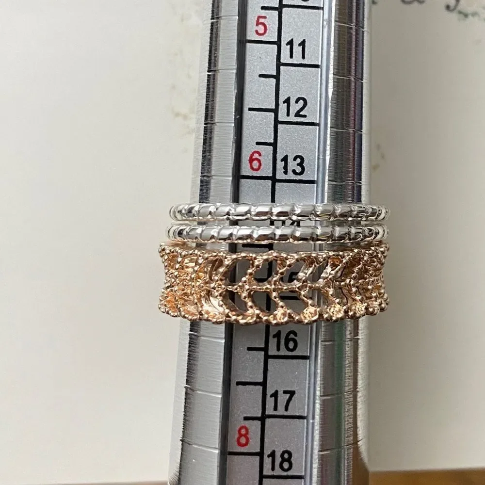 Silver and Rose Gold Ring Set